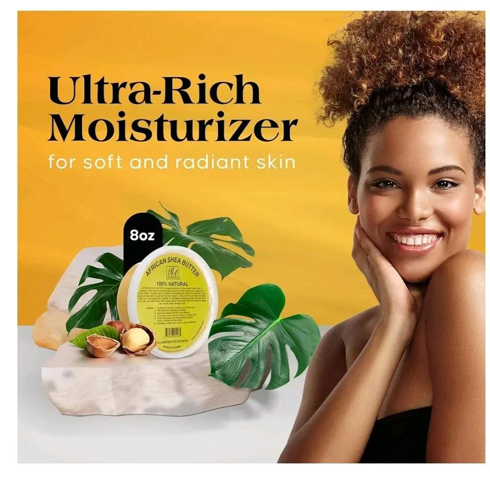 RA Cosmetic's 100%25 Natural Unrefined Yellow Shea Butter - Pure African Luxury for Radiant Skin & Luscious Hair - 8oz Jar - Sourced from Ghana, West Africa