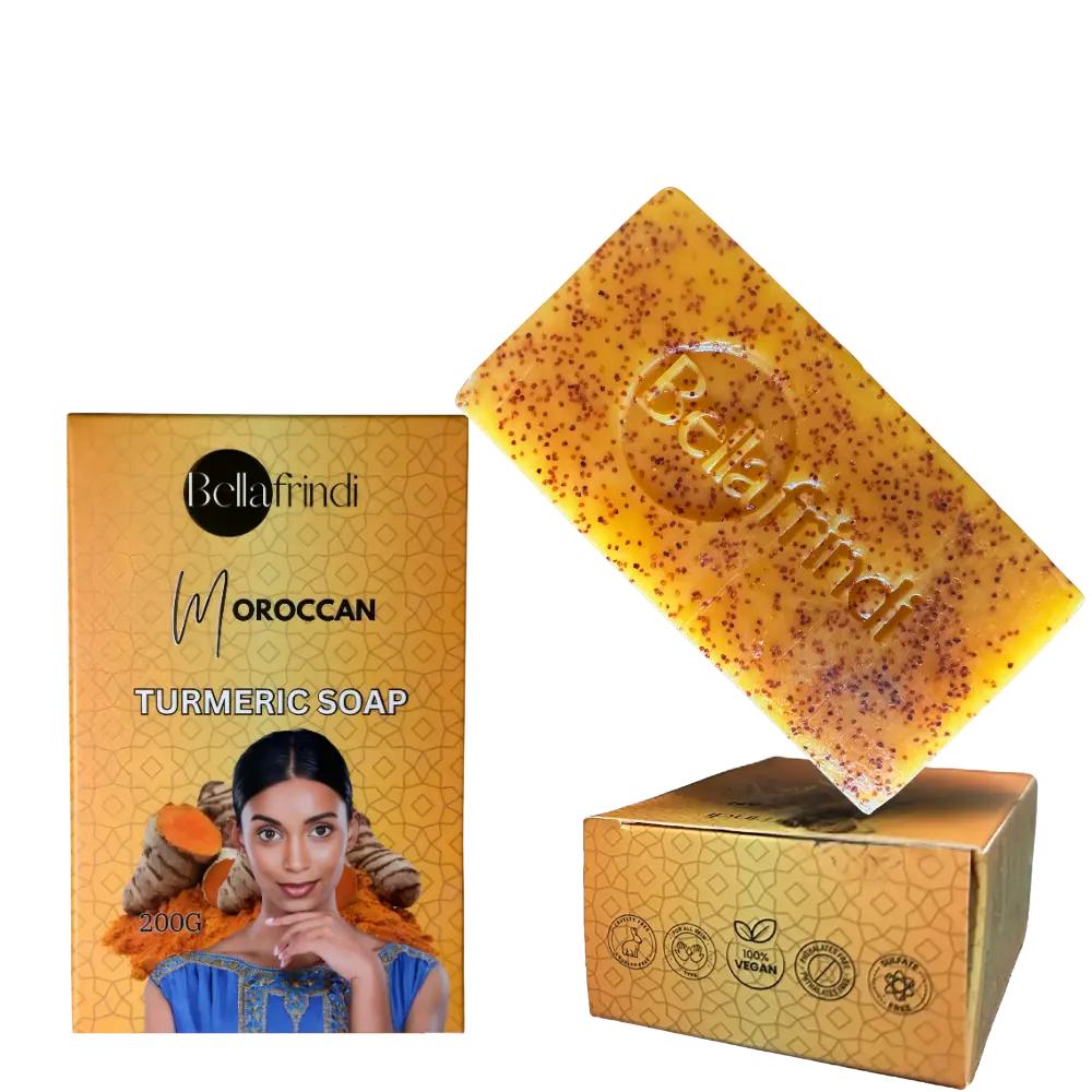 Bellafrindi Moroccan Turmeric Soap 200g - Brightening Body Care, Dark Spot Remover, Daily Gentle Cleansing, Natural Turmeric Extract for All Skin Types